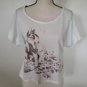 Bambi Thumper Open Back White Tshirt Sz S